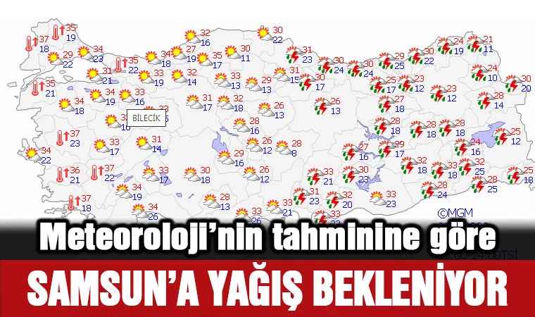 Meteorolojinin tahminine göre, Samsun'a yağış bekleniyor