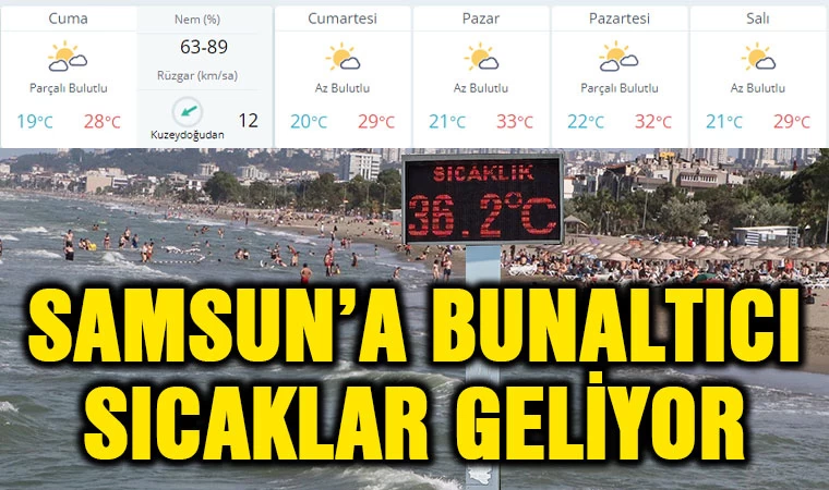 Samsun'a Bunaltıcı Sıcaklar Geliyor