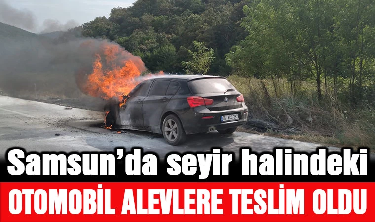 Samsun'da seyir halindeki otomobil alevlere teslim oldu