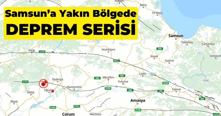 Samsun'a Yakın Bölgede Deprem Serisi