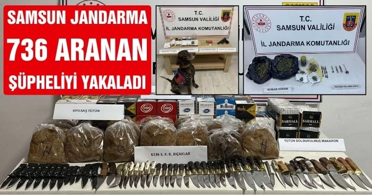 Samsun'da Jandarma 736 aranan şüpheliyi yakaladı