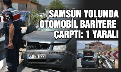 Samsun yolunda otomobil bariyerlere çarptı: 1 yaralı