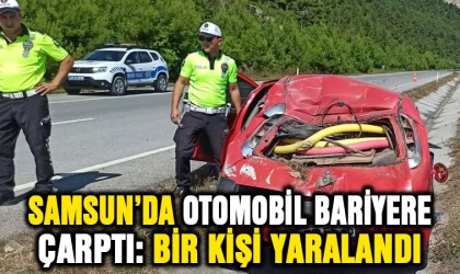 Samsun'da otomobil bariyere çarptı: Bir kişi yaralandı