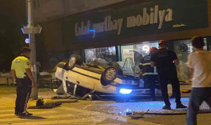 Alkollü sürücü karşı şeride geçerek takla attı: 2 yaralı