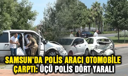 Samsun'da polis aracı otomobile çarptı: Üçü polis 4 yaralı